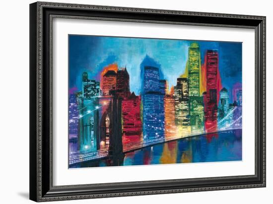 Abstract NYC Skyline at Night-Brian Carter-Framed Art Print