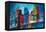 Abstract NYC Skyline at Night-Brian Carter-Framed Stretched Canvas