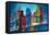 Abstract NYC Skyline at Night-Brian Carter-Framed Stretched Canvas