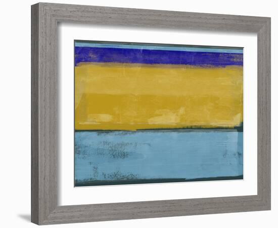 Abstract Ochre and Blue I-Alma Levine-Framed Art Print