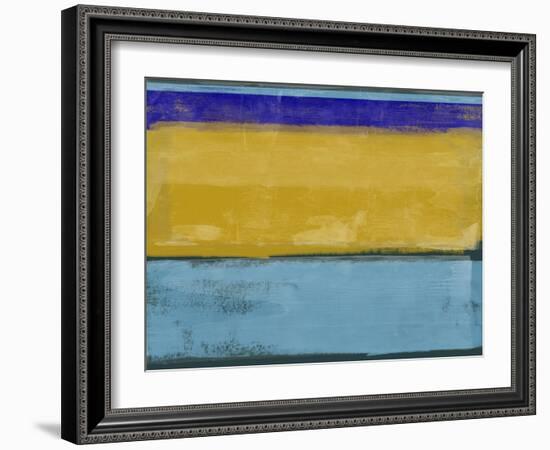 Abstract Ochre and Blue I-Alma Levine-Framed Art Print