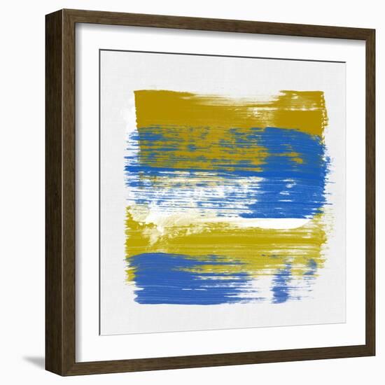 Abstract Ochre and Blue-Emma Moore-Framed Art Print