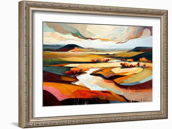 Abstract Ochre Landscape-Avril Anouilh-Framed Art Print