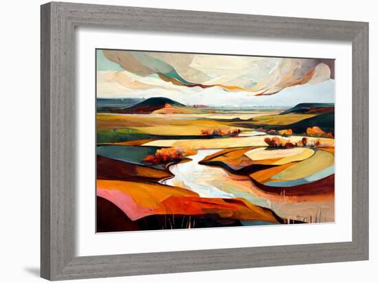 Abstract Ochre Landscape-Avril Anouilh-Framed Art Print