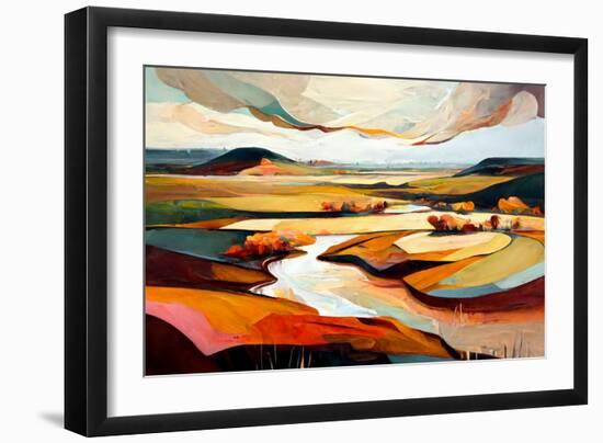 Abstract Ochre Landscape-Avril Anouilh-Framed Art Print