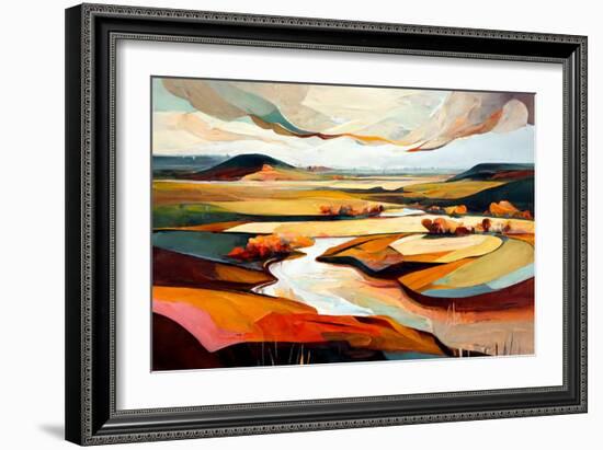 Abstract Ochre Landscape-Avril Anouilh-Framed Art Print