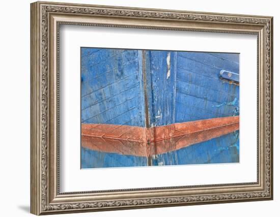 Abstract of Fishing Boat Bow Reflecting in Water, Hoonah, Alaska, USA-Jaynes Gallery-Framed Photographic Print