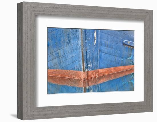 Abstract of Fishing Boat Bow Reflecting in Water, Hoonah, Alaska, USA-Jaynes Gallery-Framed Photographic Print