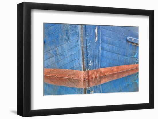 Abstract of Fishing Boat Bow Reflecting in Water, Hoonah, Alaska, USA-Jaynes Gallery-Framed Photographic Print