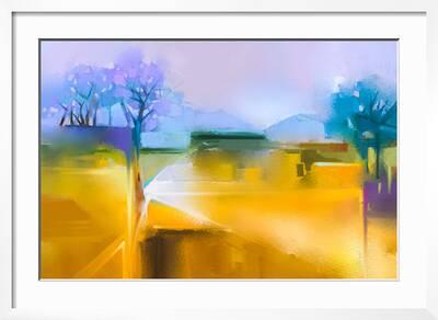 Abstract Oil Painting Background. Colorful Yellow and Purple Sky Oil  Painting Landscape on Canvas.' Art Print - pluie_r 