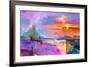 Abstract Oil Painting Landscape Background. Artwork Modern Oil Painting Outdoor Landscape. Semi- Ab-pluie_r-Framed Art Print