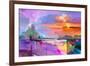 Abstract Oil Painting Landscape Background. Artwork Modern Oil Painting Outdoor Landscape. Semi- Ab-pluie_r-Framed Art Print