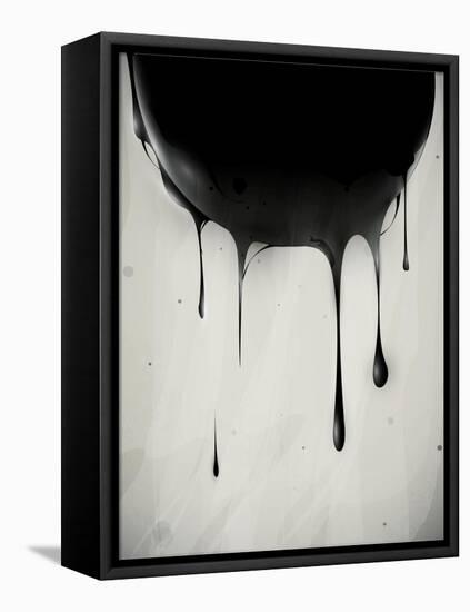 Abstract Oil Slick Flows With Drops-fet-Framed Stretched Canvas