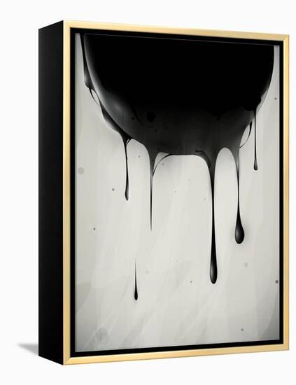 Abstract Oil Slick Flows With Drops-fet-Framed Stretched Canvas