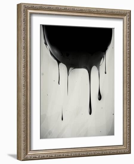 Abstract Oil Slick Flows With Drops-fet-Framed Art Print