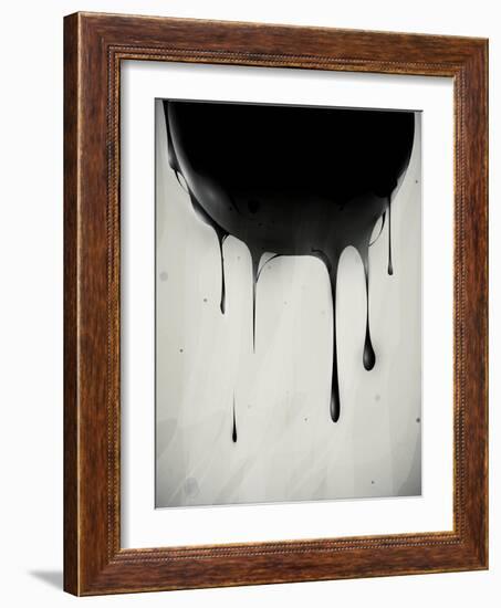 Abstract Oil Slick Flows With Drops-fet-Framed Art Print