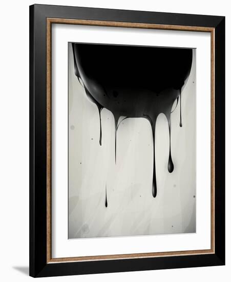 Abstract Oil Slick Flows With Drops-fet-Framed Art Print