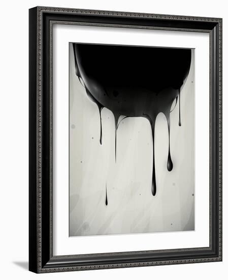 Abstract Oil Slick Flows With Drops-fet-Framed Art Print