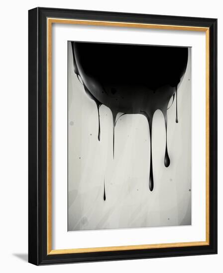 Abstract Oil Slick Flows With Drops-fet-Framed Art Print