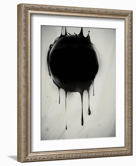 Abstract Oil Slick Flows With Drops-fet-Framed Art Print