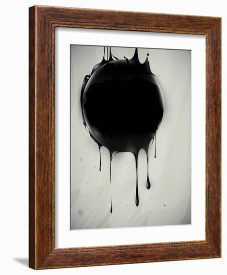 Abstract Oil Slick Flows With Drops-fet-Framed Art Print