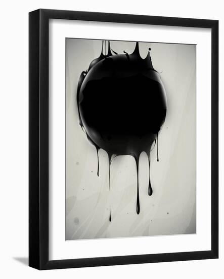 Abstract Oil Slick Flows With Drops-fet-Framed Art Print