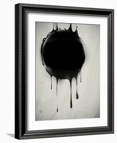 Abstract Oil Slick Flows With Drops-fet-Framed Art Print