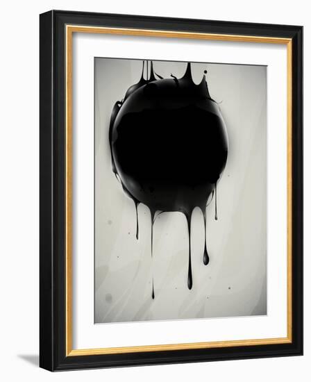 Abstract Oil Slick Flows With Drops-fet-Framed Art Print