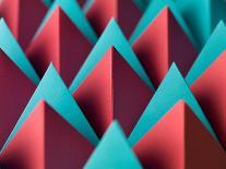 Abstract Geometrical Background with Colorful Paper Pyramids. Selective Focus-Abstract Oil Work-Framed Photographic Print