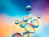 Macro of Oil Drops on Water Surface with Vibrant Colors in Background-Abstract Oil Work-Photographic Print
