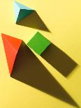 Abstract Geometrical Background with Colorful Paper Pyramids. Selective Focus-Abstract Oil Work-Photographic Print