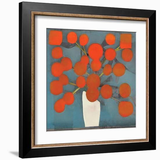 Abstract Orange Flowers-Elena Ray-Framed Art Print