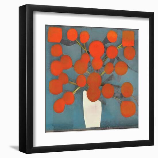 Abstract Orange Flowers-Elena Ray-Framed Art Print