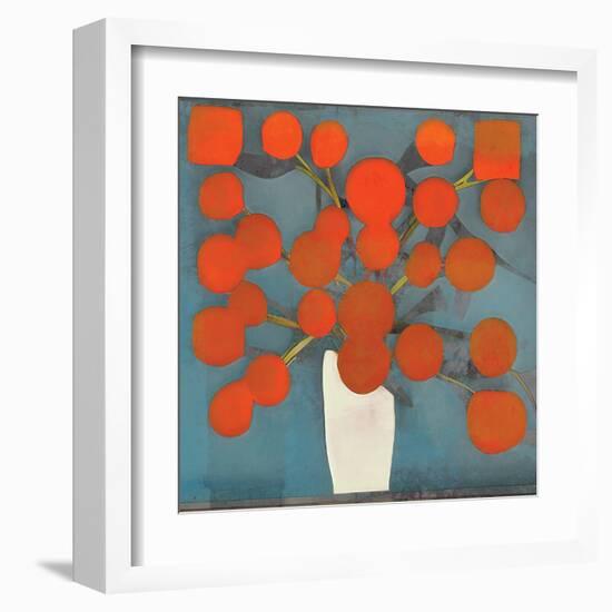 Abstract Orange Flowers-Elena Ray-Framed Art Print