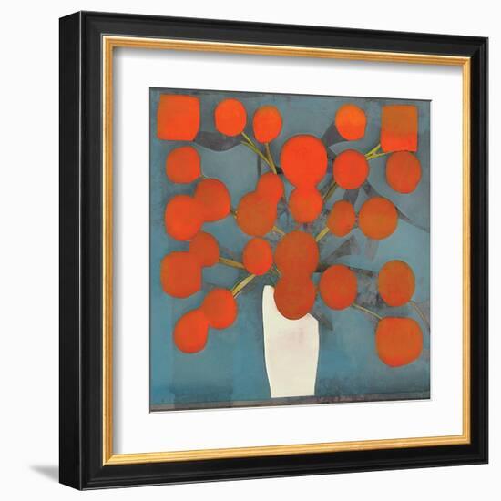 Abstract Orange Flowers-Elena Ray-Framed Art Print