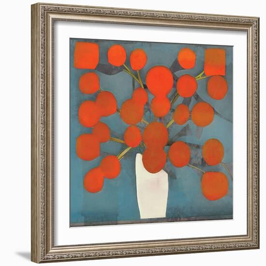 Abstract Orange Flowers-Elena Ray-Framed Art Print
