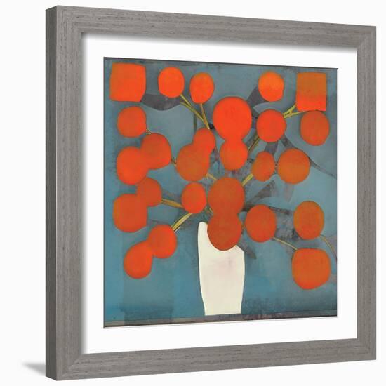 Abstract Orange Flowers-Elena Ray-Framed Art Print