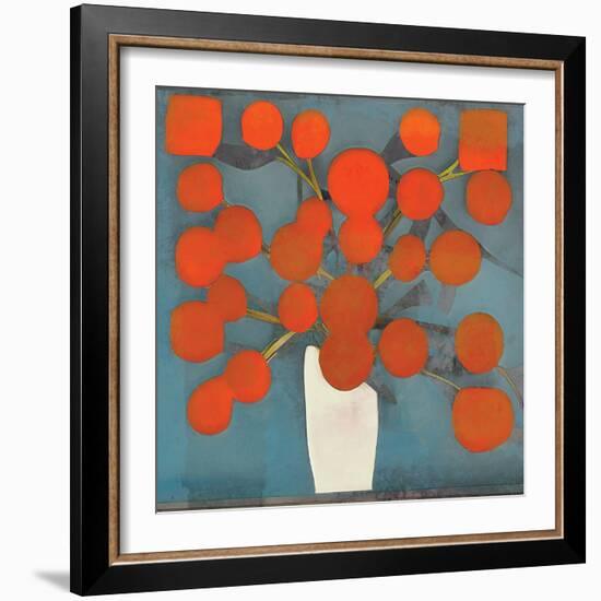 Abstract Orange Flowers-Elena Ray-Framed Art Print