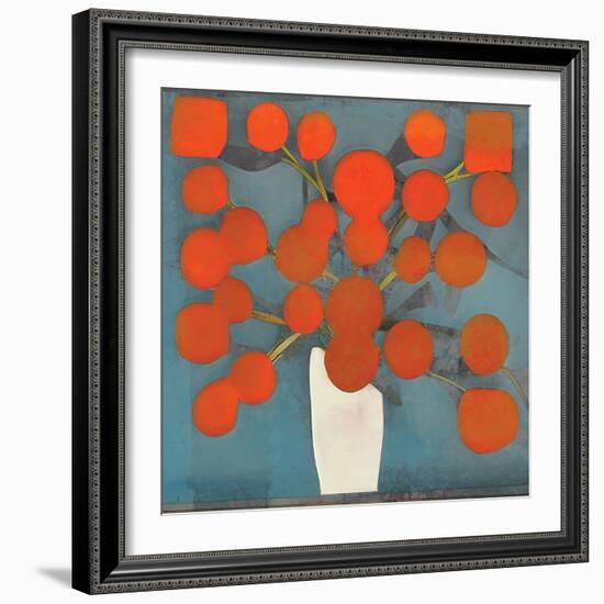 Abstract Orange Flowers-Elena Ray-Framed Art Print