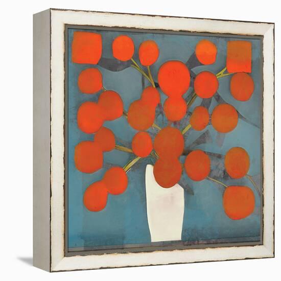 Abstract Orange Flowers-Elena Ray-Framed Stretched Canvas