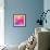 Abstract Orange Pink Background with Shining White Lines and Frame-marinini-Framed Art Print displayed on a wall