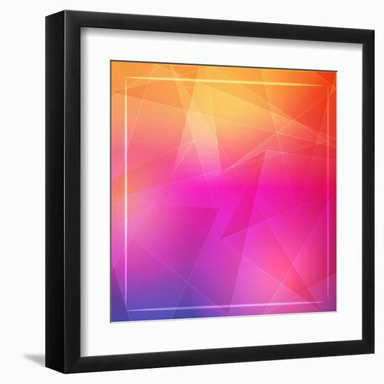 Abstract Orange Pink Background with Shining White Lines and Frame-marinini-Framed Art Print