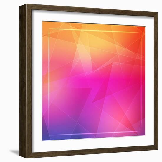 Abstract Orange Pink Background with Shining White Lines and Frame-marinini-Framed Art Print