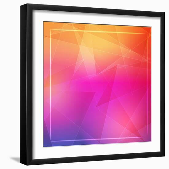 Abstract Orange Pink Background with Shining White Lines and Frame-marinini-Framed Art Print