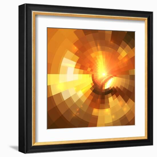 Abstract Orange Shining Circle Tunnel Background-art_of_sun-Framed Art Print