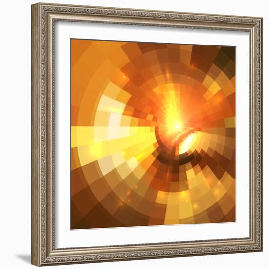 Abstract Orange Shining Circle Tunnel Background-art_of_sun-Framed Art Print