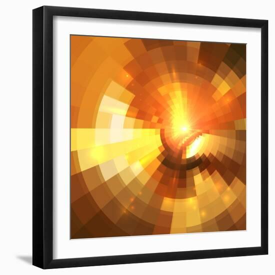 Abstract Orange Shining Circle Tunnel Background-art_of_sun-Framed Art Print