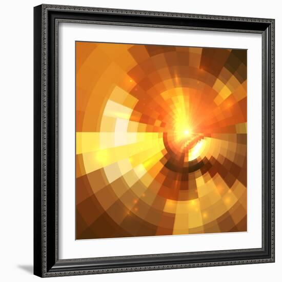 Abstract Orange Shining Circle Tunnel Background-art_of_sun-Framed Art Print