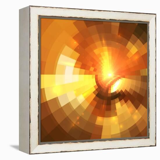 Abstract Orange Shining Circle Tunnel Background-art_of_sun-Framed Stretched Canvas