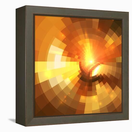 Abstract Orange Shining Circle Tunnel Background-art_of_sun-Framed Stretched Canvas